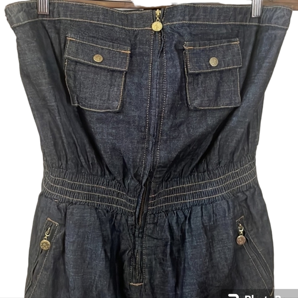 Baby Phat Strapless Denim Cargo Jumpsuit Size 13/15 - Picture 8 of 9